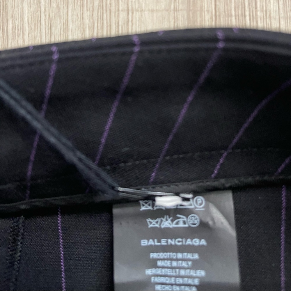 Balenciaga Striped Wool High-Waist Slit Skinny belted Pants in Black 40 - Picture 6 of 8